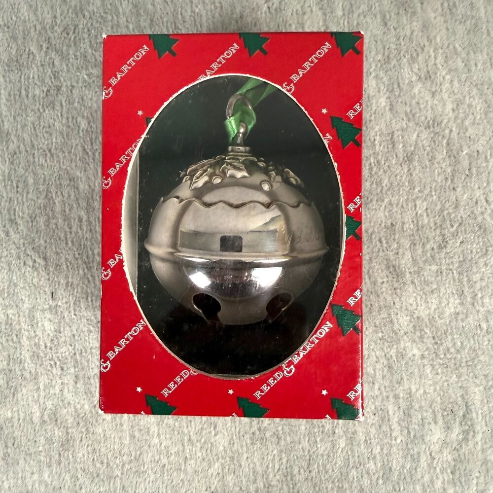Reed & Barton 1996 Holly Bell Silverplate Christmas Ornament Original Box